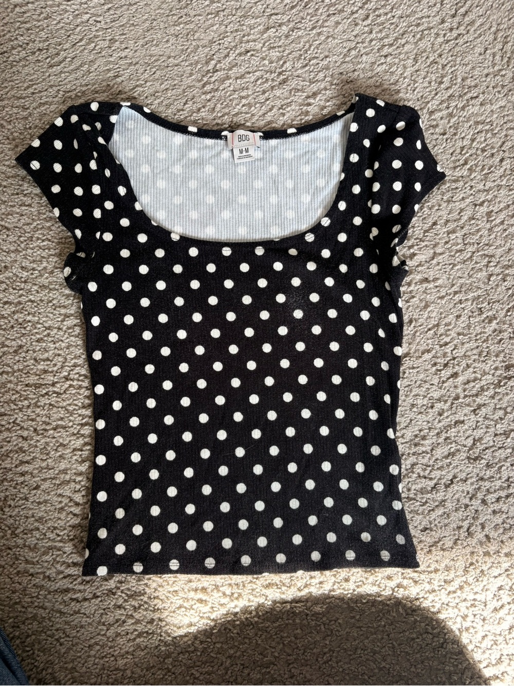 BDG Black and White Polka Dot Scoop Neck Tee